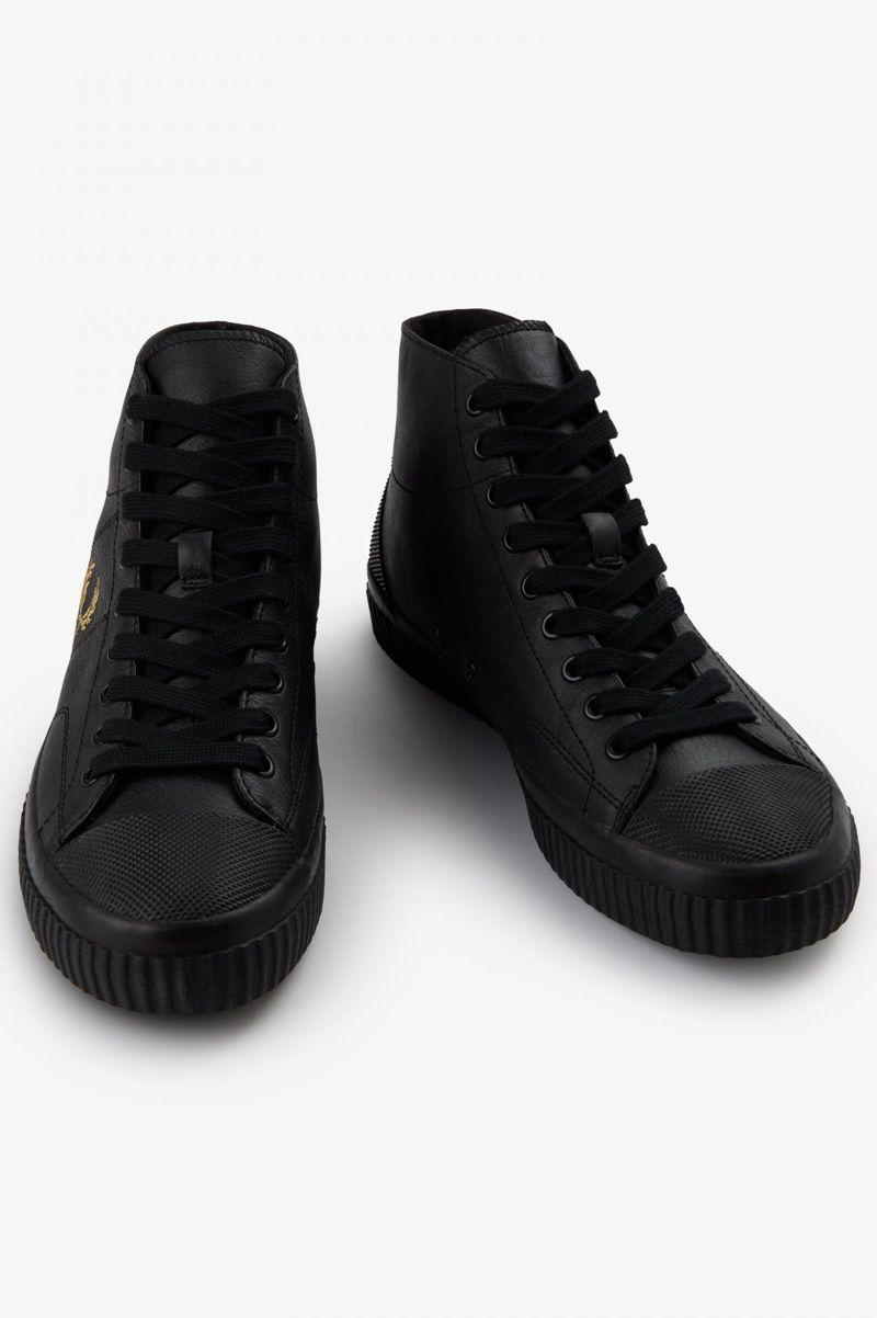 Black Fred Perry Hughes Mid Men's Shoes | PH 1136BEXC